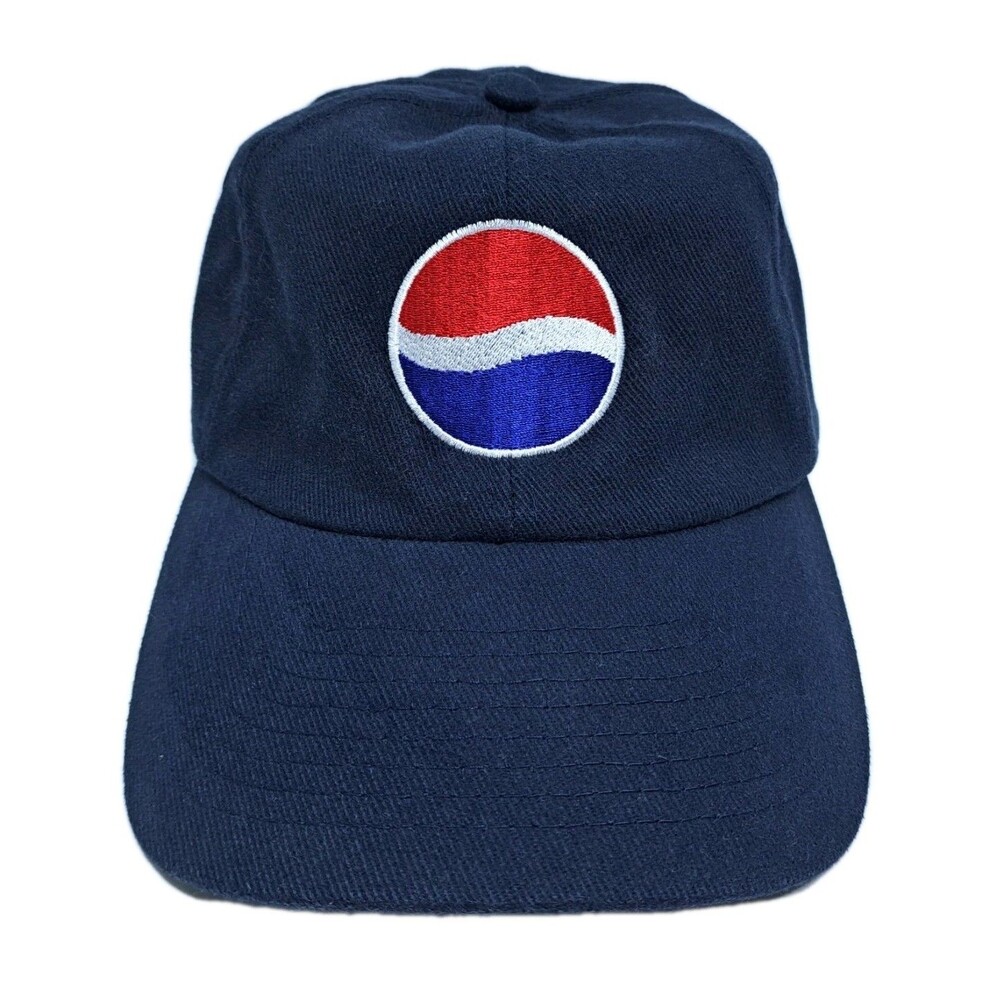 Pepsi Hat Basic Logo Blue Strapback Cap Workwear Uniform Embroidered Sodagear